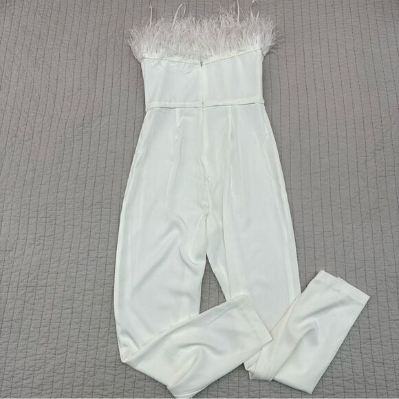 Mac Duggal Strapless Jumpsuit With Feather Trim Size 6 NWT Retail $398 - Picture 14 of 16